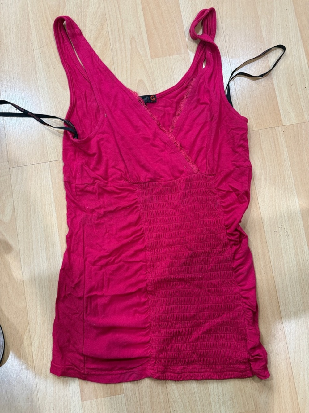 G by Guess Hot Pink Shirred V-Neck Camisole